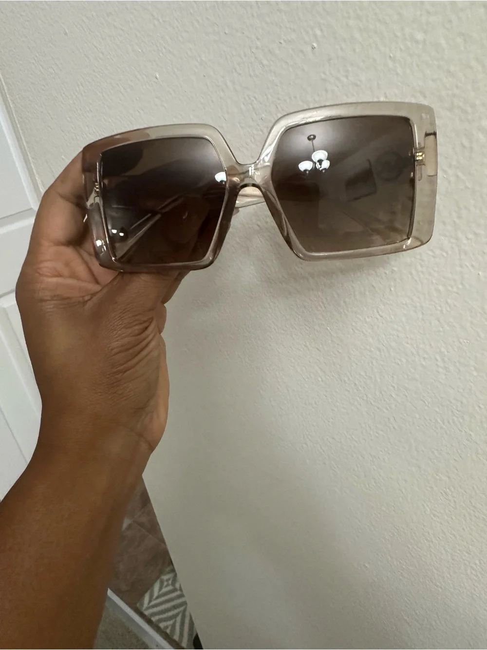 Michael Kors Sintra Oversized Square Sunglasses Clear Beige Gradient